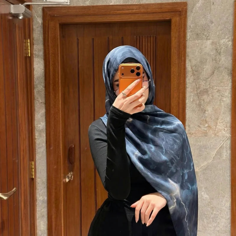 2026 New Muslim Hijab Scarf Soft Breathable Cloud Print Bandana Islamic Shawl Headscarf Daily Wear Neck Wrap Accessory for Women