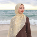 Floral Embroidery Muslim Hijab Sheer Scarf Soft Lightweight Headscarf for Women Daily Modest Wear Islamic Head Wrap Accessory