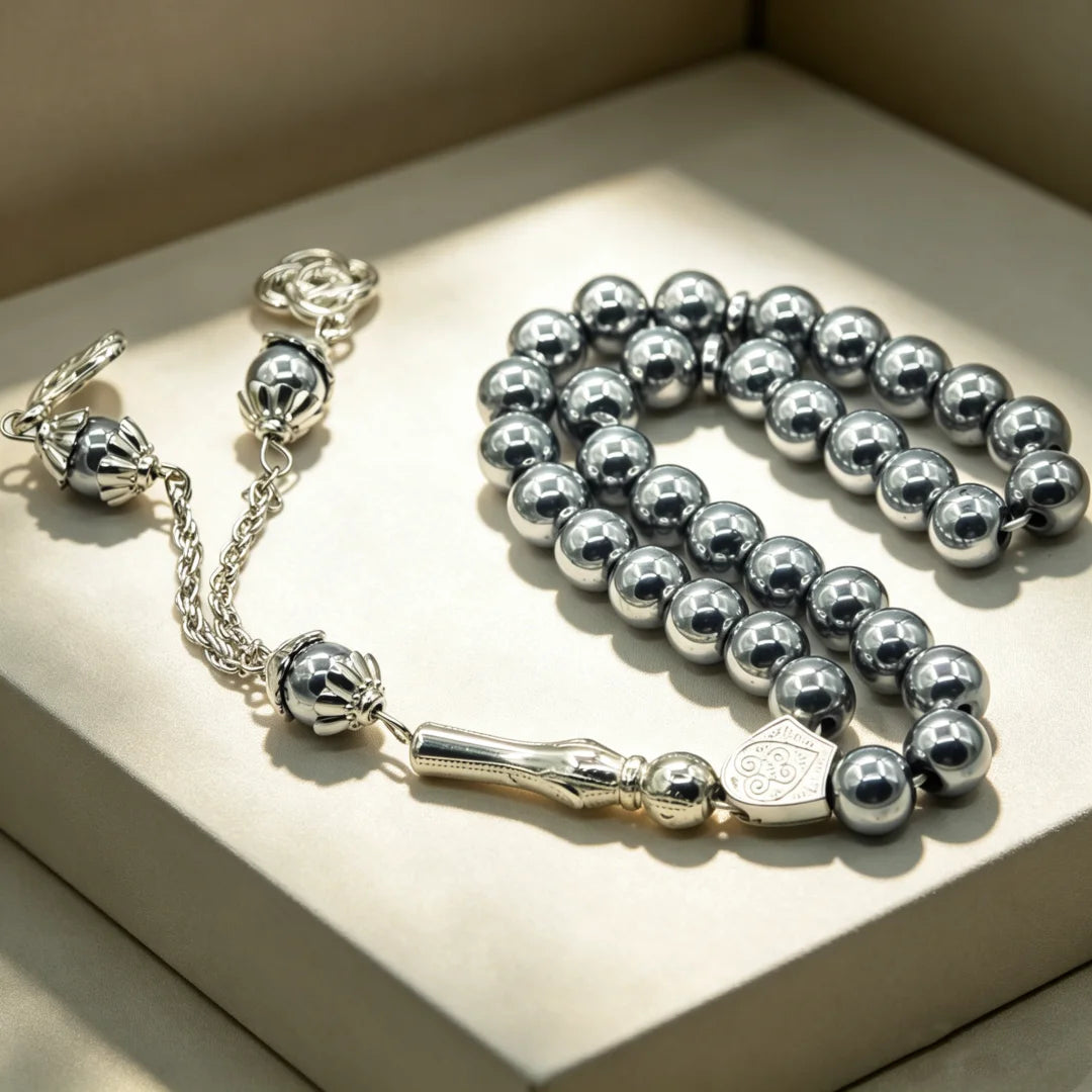 Islamic Prayer Beads 8mm 33 Beads Natural Stone Muslim Prayers Bead Daily Dhikr Tasbeeh Subha Tasbih Gift for Ramadan Hajj Umrah