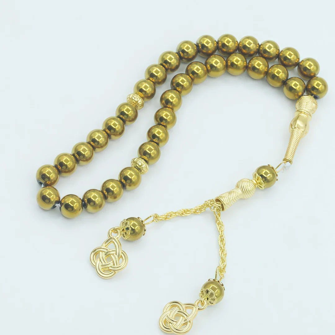 Islamic Prayer Beads 8mm 33 Beads Natural Stone Muslim Prayers Bead Daily Dhikr Tasbeeh Subha Tasbih Gift for Ramadan Hajj Umrah