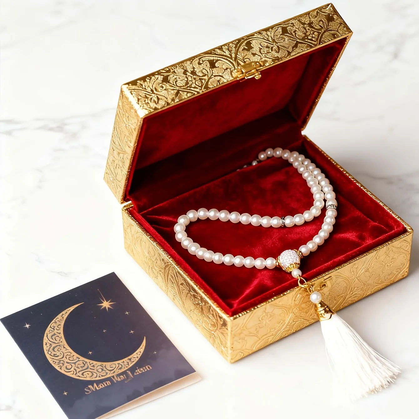 1PCS Islamic prayer bead, a Muslim party gift, a set of prayer beads for both men and women with a prayer mat, Islamic gift