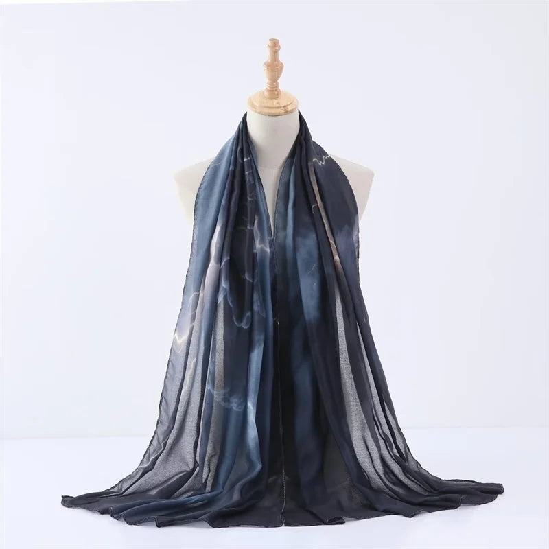 2026 New Muslim Hijab Scarf Soft Breathable Cloud Print Bandana Islamic Shawl Headscarf Daily Wear Neck Wrap Accessory for Women