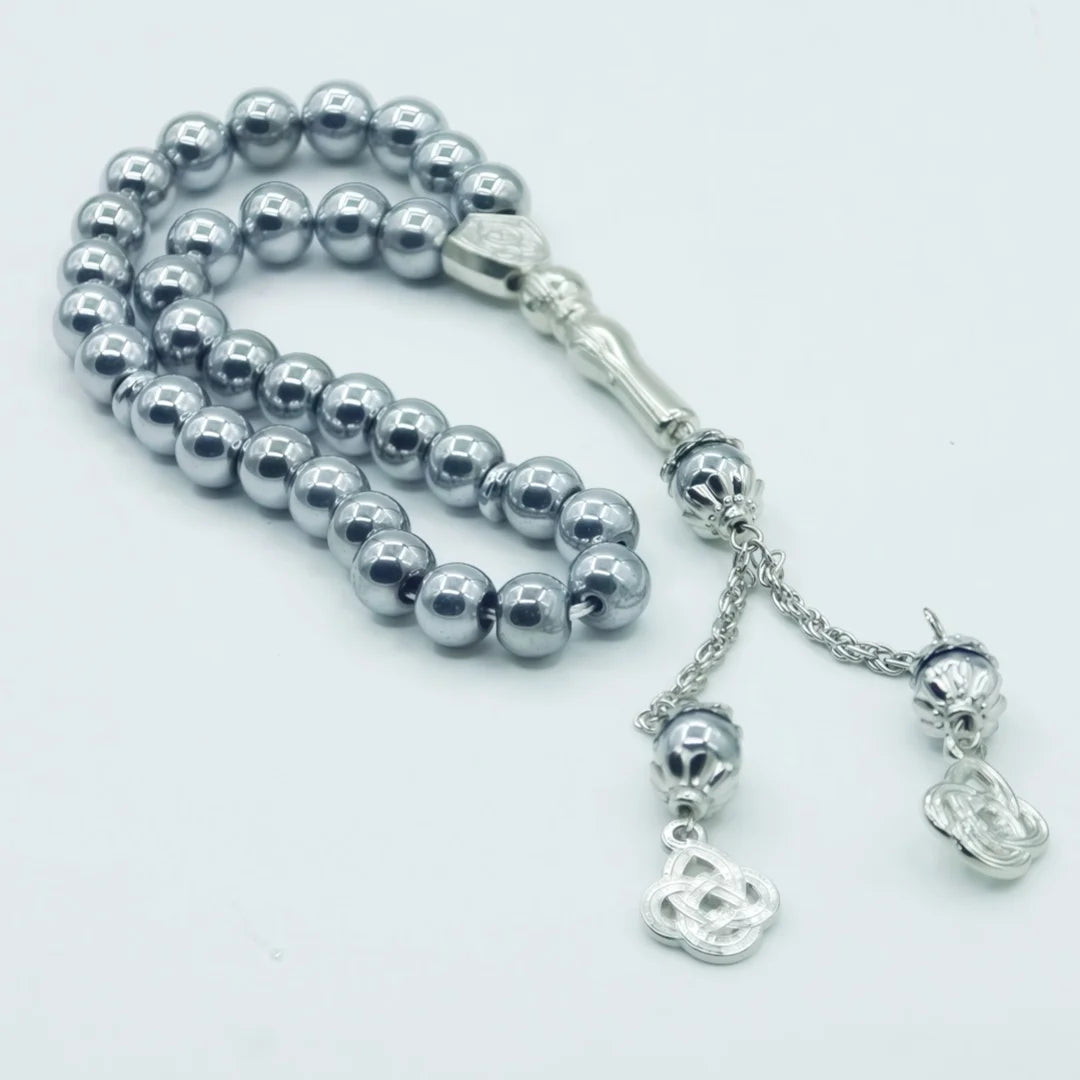Islamic Prayer Beads 8mm 33 Beads Natural Stone Muslim Prayers Bead Daily Dhikr Tasbeeh Subha Tasbih Gift for Ramadan Hajj Umrah